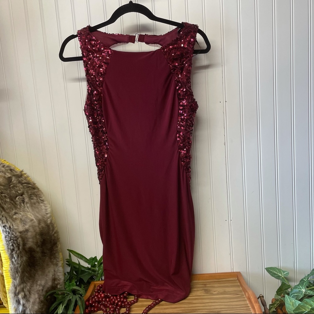 B Darlin Burgundy Sequined Dress Size 11/12